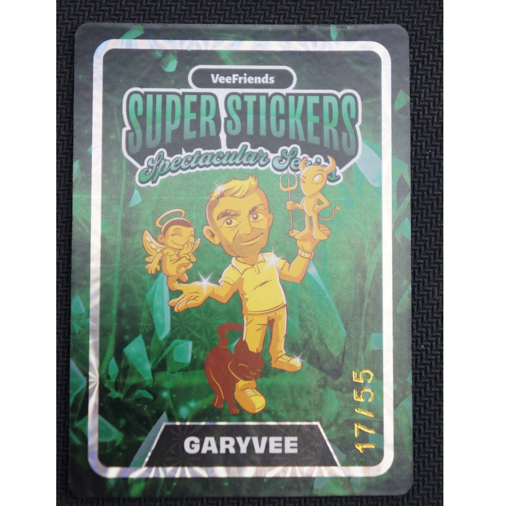 VeeFriends Super Stickers Spectacular Series GaryVee 17/55 Gold On Emerald EUC